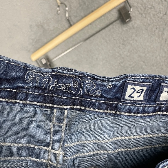 MISS ME Signature Rise Boot Cut Jeans Womens 29x33 Thick Stitch Distressed - Picture 14 of 16